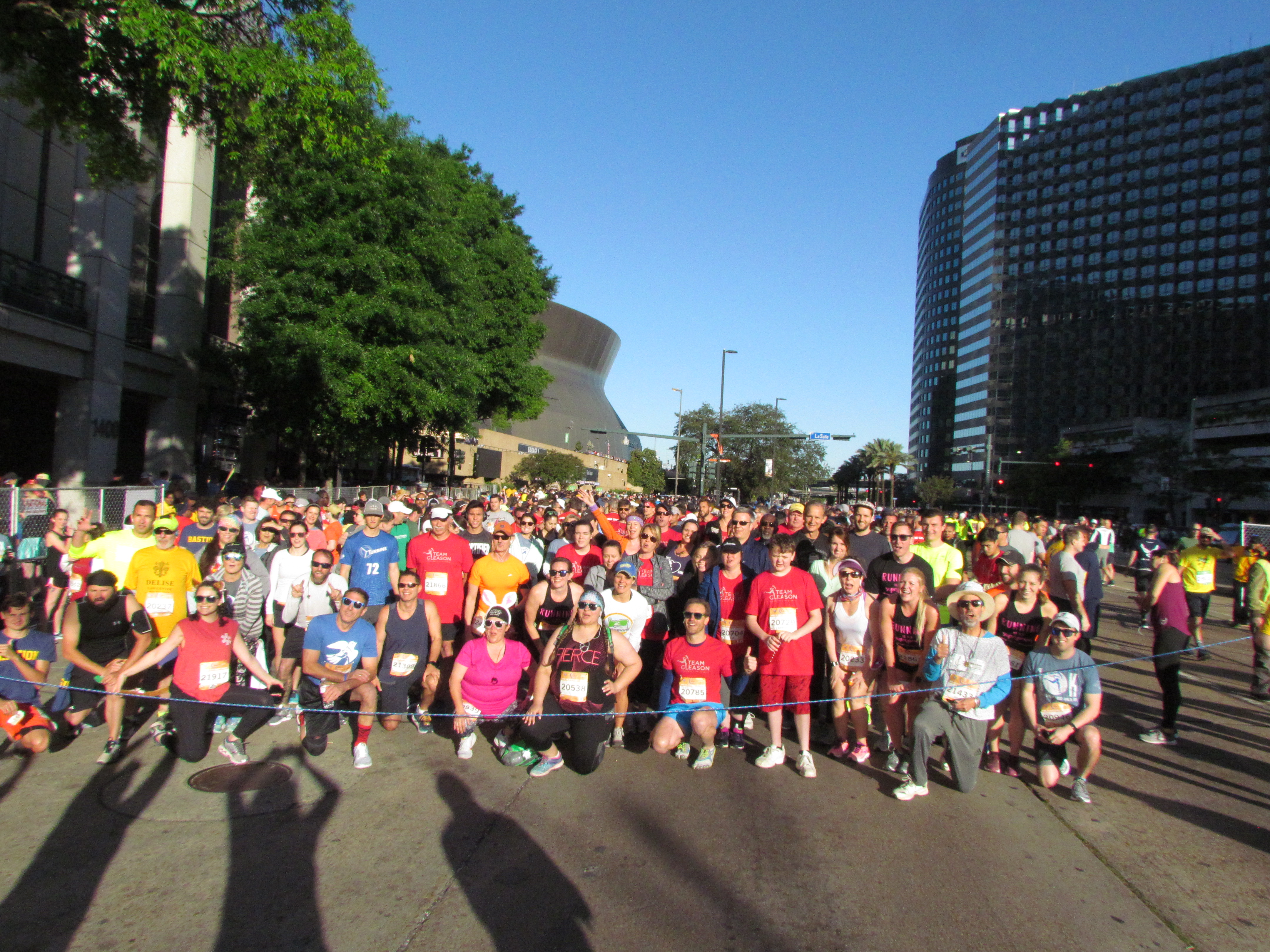 The crowd prepared to run at the Crescent City Classic.